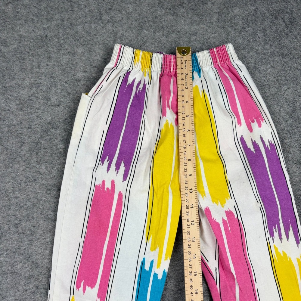 Vintage Abstract Print Pants Women Small Multicolor High Waisted Retro 80s 90s - Picture 13 of 16